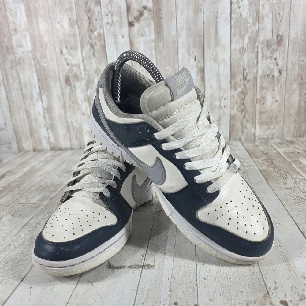 Nike Dunk Low Navy Grey White Leather Sneakers‎ HV2390-100 Mens 7
